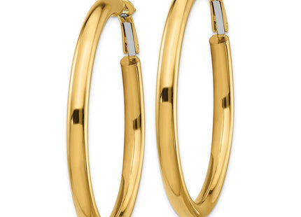 14k Polished Round Omega Back Hoop Earrings (Style PRE931)