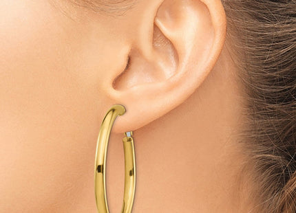 14k Polished Round Omega Back Hoop Earrings (Style PRE931)