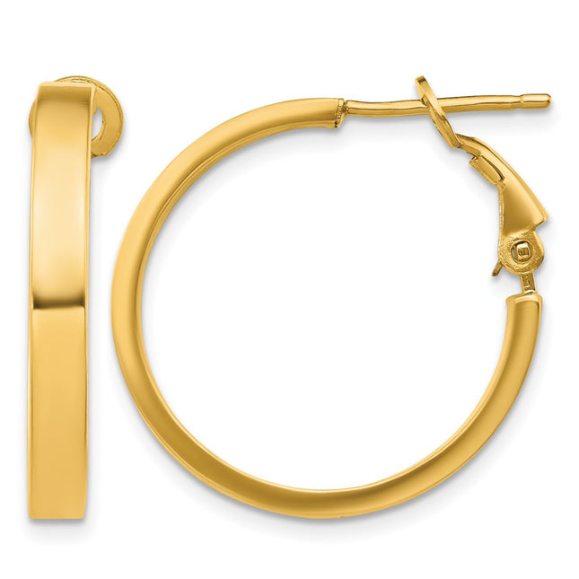 14k Polished Square Tube Round Hoop Earrings, 24.25 x 3mm