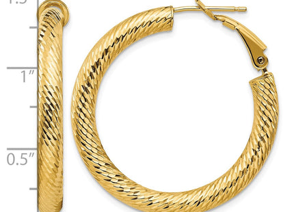 14K gold hoop earrings, further view