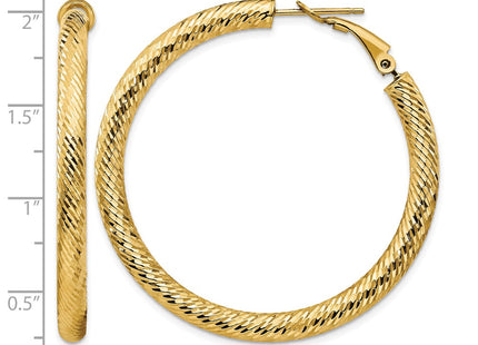14K gold hoop earrings, further view