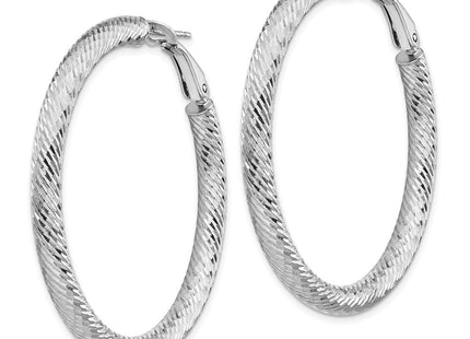 14K white gold hoop earrings, alternate view