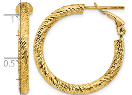 14K gold hoop earrings, further view