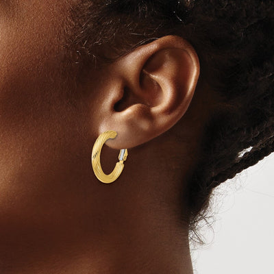 14K Twisted Round Hoop Earrings, 21 x 3mm