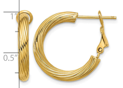 14k Twisted Round Hoop Earrings, 21 x 3mm