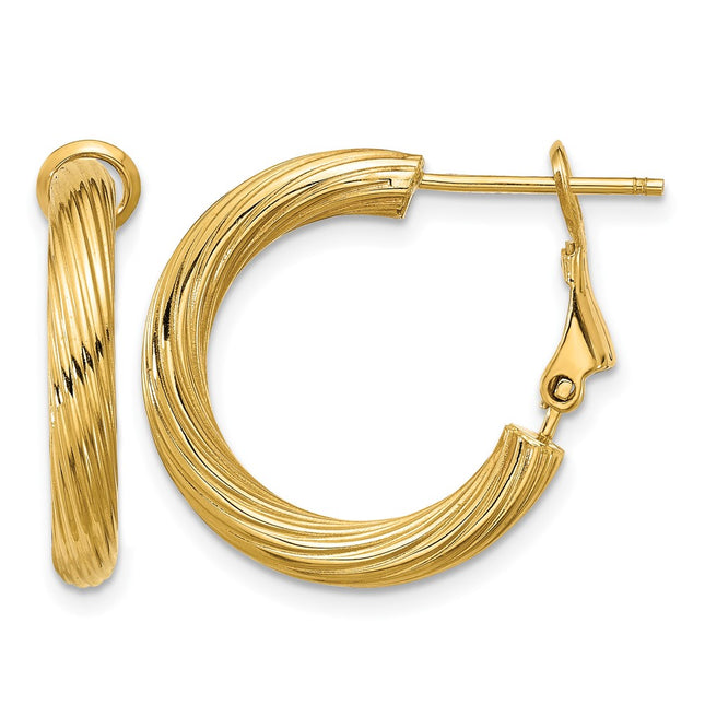 14k Twisted Round Hoop Earrings, 21 x 3mm