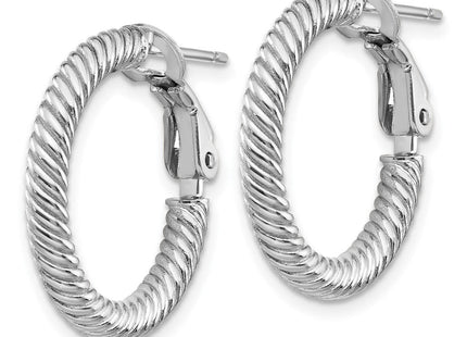 14k White Gold Twisted Round Hoop Earrings (Style PRE942W)