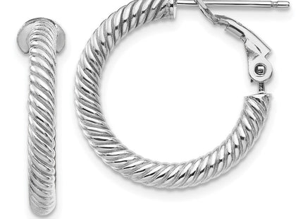14k White Gold Twisted Round Hoop Earrings (Style PRE942W)