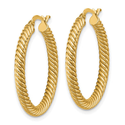 14K Twisted Round Hoop Earrings, 26 x 3mm