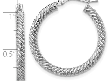 14K white gold hoop earrings, further view