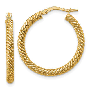 14k Twisted Round Hoop Earrings (Style PRE943)
