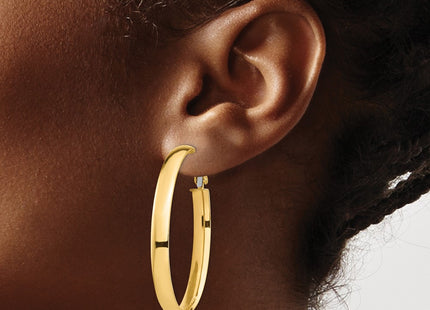 14K gold oval hoop earrings, another view