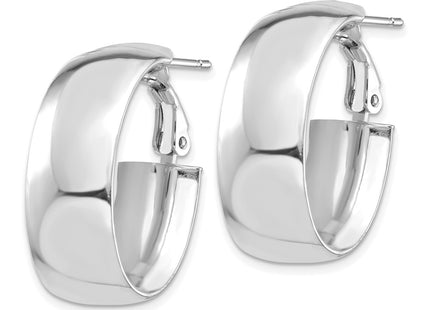 14K white gold oval hoop earrings, alternate view