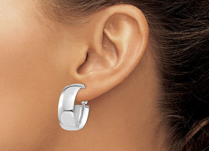14K white gold oval hoop earrings, another view