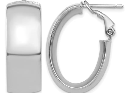 14K white gold oval hoop earrings