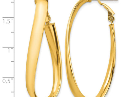 14K gold oval hoop earrings, further view