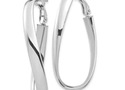 14K white gold oval hoop earrings, alternate view