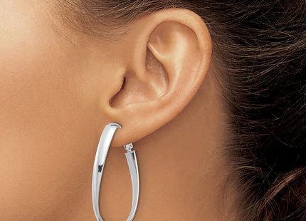 14K white gold oval hoop earrings, another view