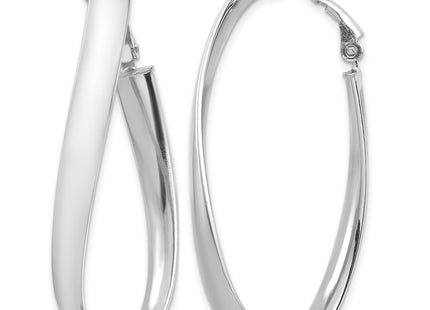 14K white gold oval hoop earrings