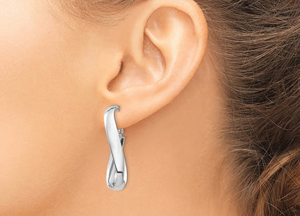 14K white gold oval hoop earrings, another view