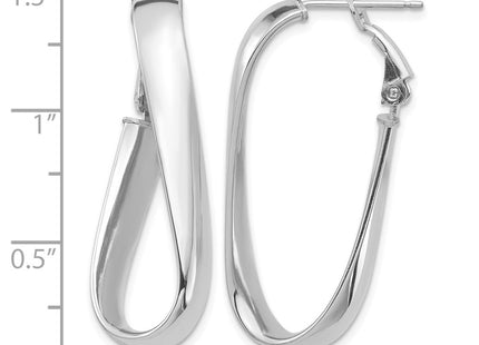 14K white gold oval hoop earrings, further view