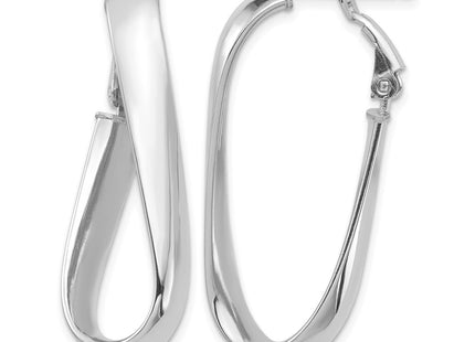 14K white gold oval hoop earrings