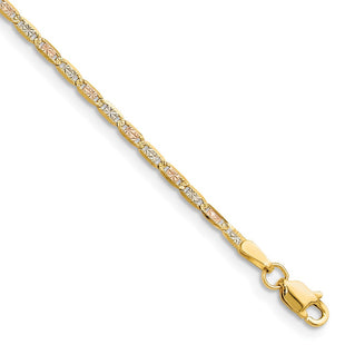 14k Tri-color Gold Pav Valentino Chain (Style PVL050-8)