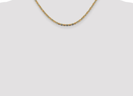 14K Tri-color Pav Valentino with Lobster Clasp Chain (Style PVL060-16)
