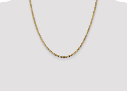 14K Tri-color Pav Valentino with Lobster Clasp Chain (Style PVL060-20)