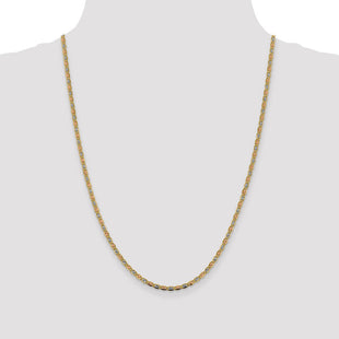 14K Tri-color Pav Valentino with Lobster Clasp Chain (Style PVL060-24)