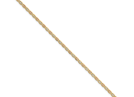 14K Tri-color Pav Valentino with Lobster Clasp Bracelet, 7 x 2.75mm