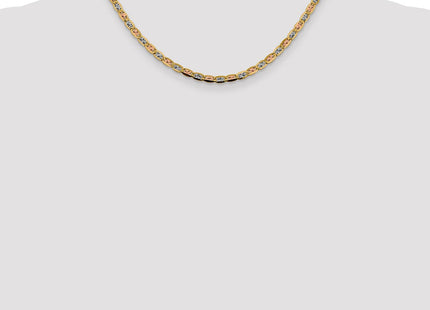 14K Tri-color Pav Valentino with Lobster Clasp Chain (Style PVL080-16)