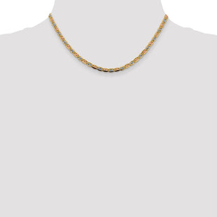 14K Tri-color Pav Valentino with Lobster Clasp Chain (Style PVL080-16)