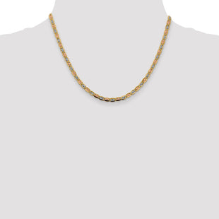 14K Tri-color Pav Valentino with Lobster Clasp Chain (Style PVL080-18)