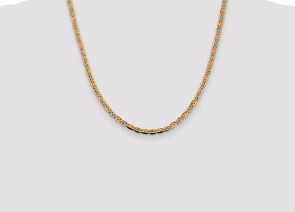 14K Tri-color Pav Valentino with Lobster Clasp Chain (Style PVL080-20)