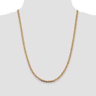 14K Tri-color Pav Valentino with Lobster Clasp Chain (Style PVL080-24)