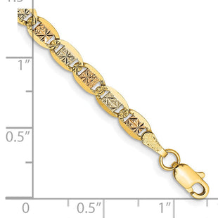 14K Tri-color Pav Valentino with Lobster Clasp Bracelet (Style PVL080-7)