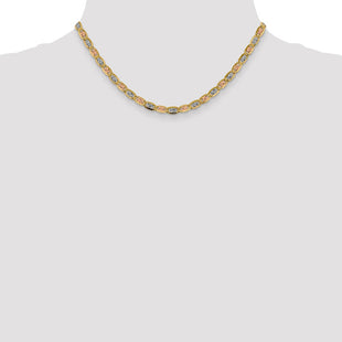 14K Tri-color Pav Valentino with Lobster Clasp Chain (Style PVL100-16)