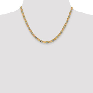 14K Tri-color Pav Valentino with Lobster Clasp Chain (Style PVL100-18)