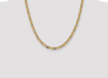 14K Tri-color Pav Valentino with Lobster Clasp Chain (Style PVL100-20)