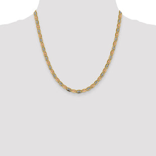 14K Tri-color Pav Valentino with Lobster Clasp Chain (Style PVL100-20)