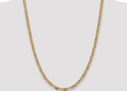 14K Tri-color Pav Valentino with Lobster Clasp Chain (Style PVL100-24)