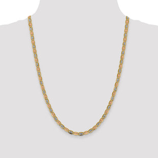 14K Tri-color Pav Valentino with Lobster Clasp Chain (Style PVL100-24)
