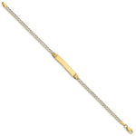 14K Polished with Rhodium Pavé Solid Chain/Solid Plate Curb Link Plate ID Bracelet view
