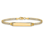 14K Polished with Rhodium Pavé Solid Chain/Solid Plate Curb Link Plate ID Bracelet view