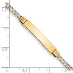 14K Polished with Rhodium Pavé Solid Chain/Solid Plate Curb Link Plate ID Bracelet view