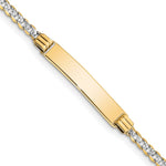 14K Polished with Rhodium Pavé Solid Chain/Solid Plate Curb Link Plate ID Bracelet view