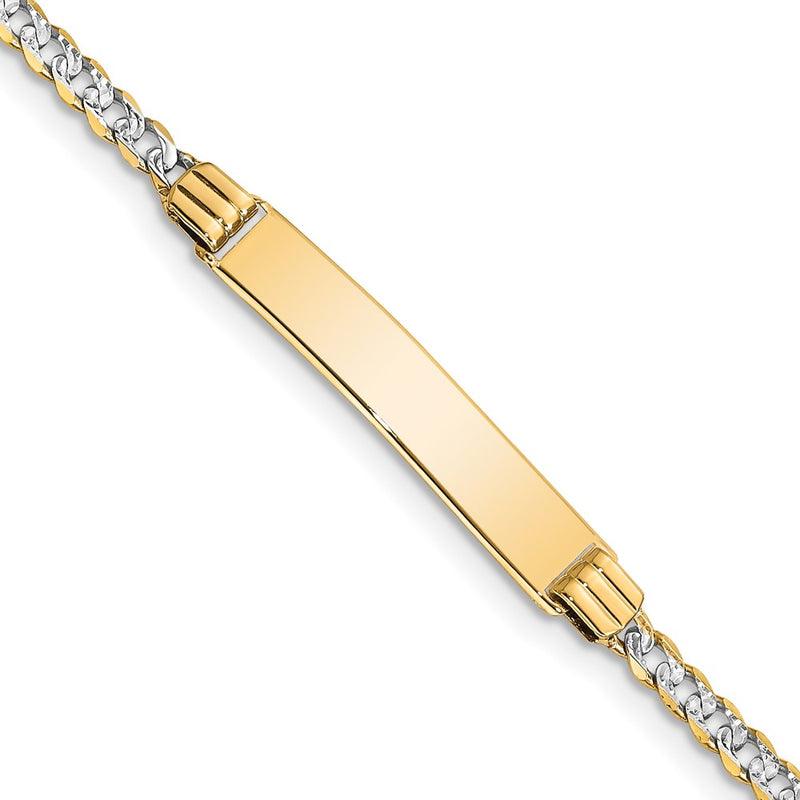 14K gold curb link plate ID bracelet