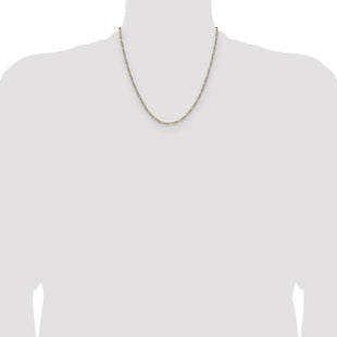 14k Semi-solid with Rhodium Pav Figaro Chain (Style PWC060-20)