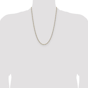 14k Semi-solid with Rhodium Pav Figaro Chain (Style PWC060-24)